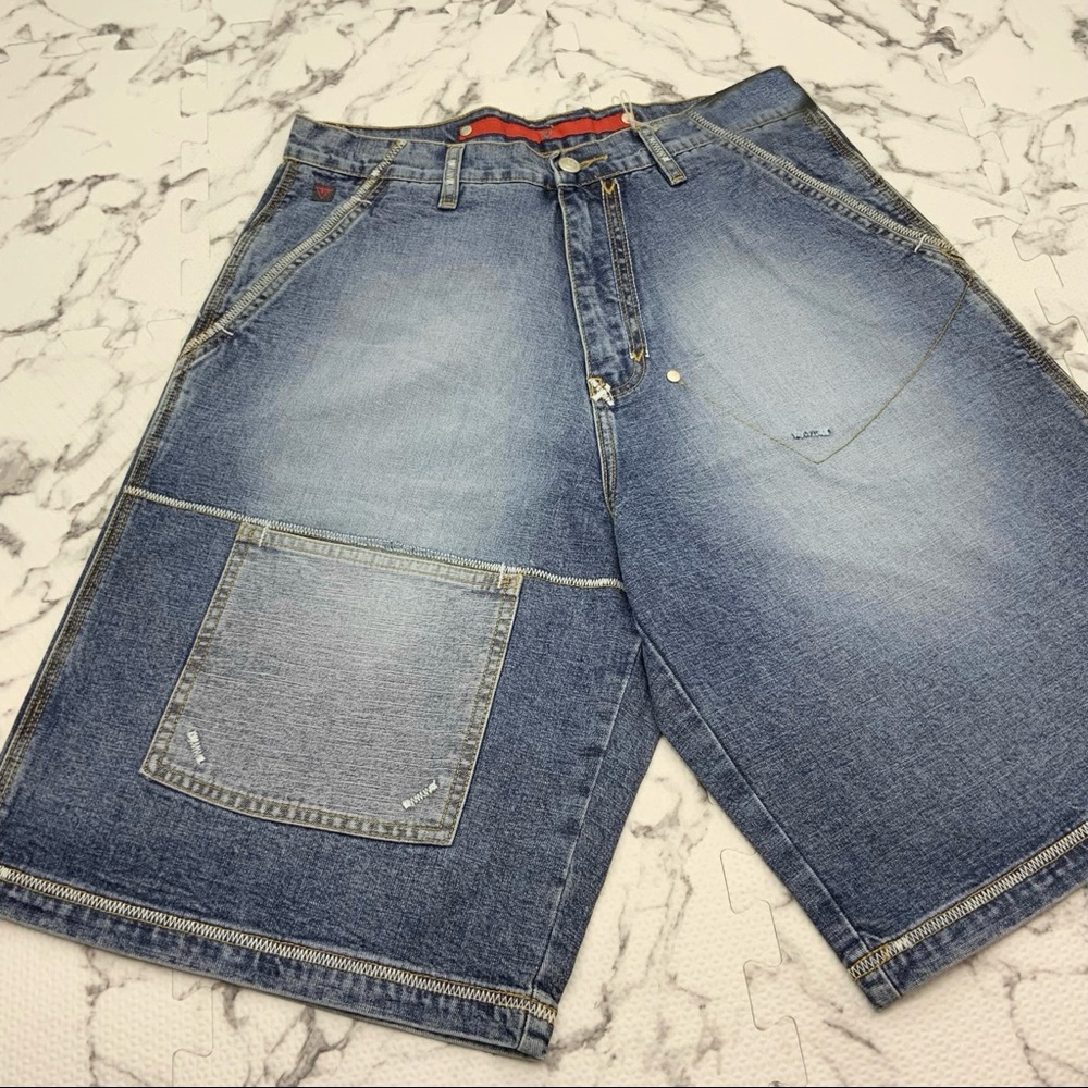 Men's Vokal by Nelly Dk Blue Sandblast Pocked Denim Shorts